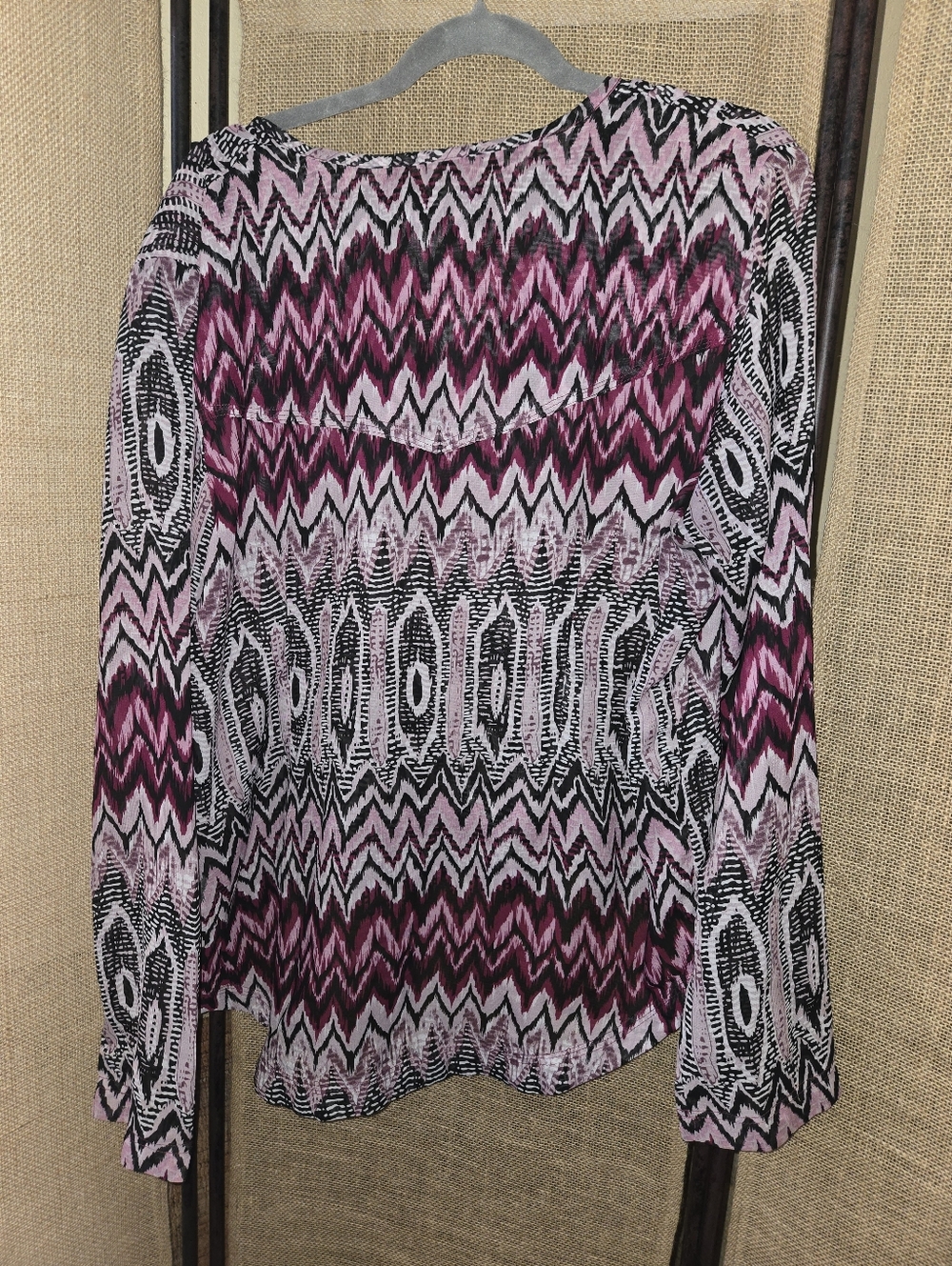 Outback Trading Company V-Neck Western Peasant Blouse Purple and Black XL - Picture 12 of 12
